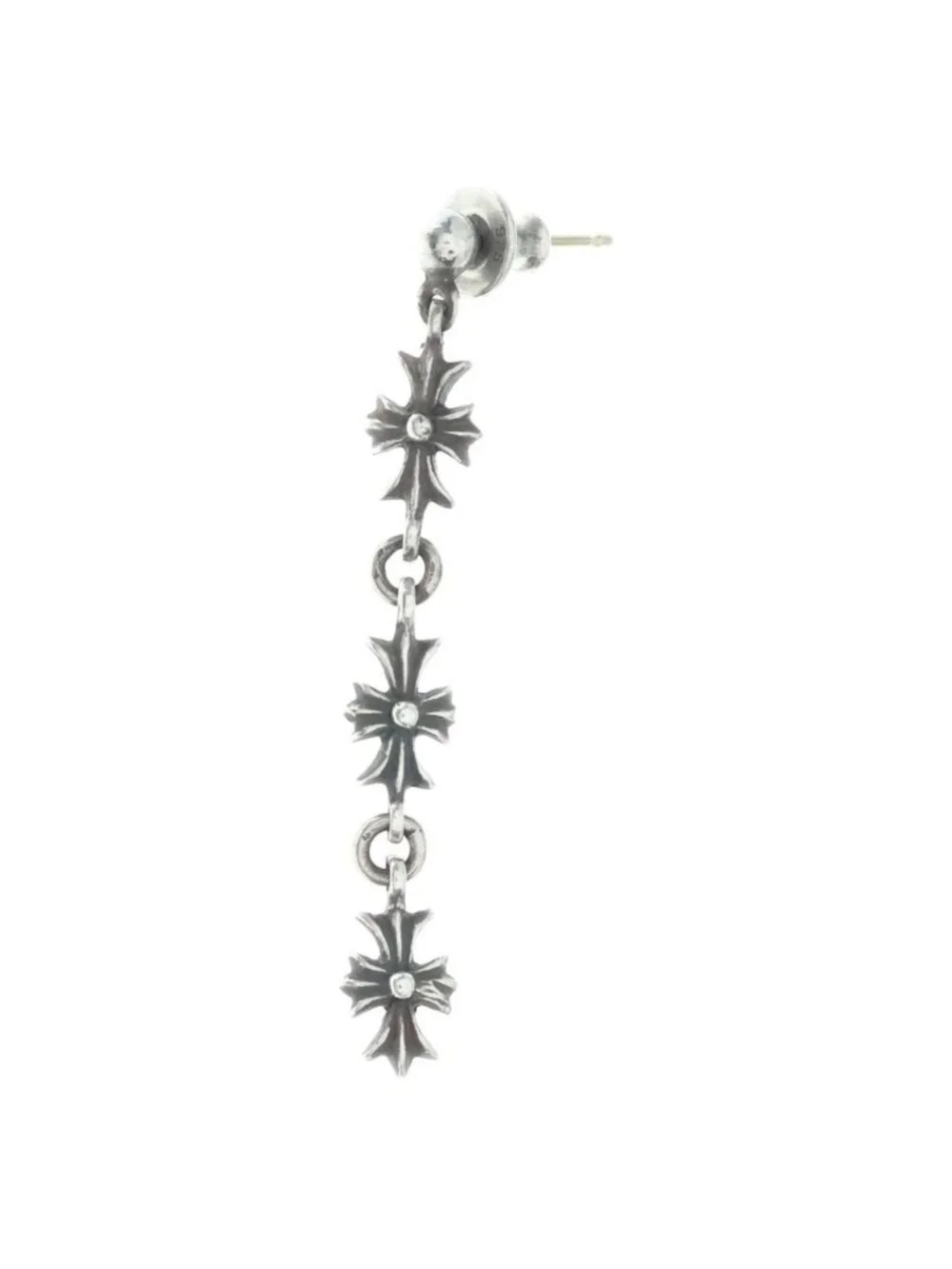 Chrome Hearts Tiny CH Pls 3 Ech Plus 3 Drop Earrings Silver